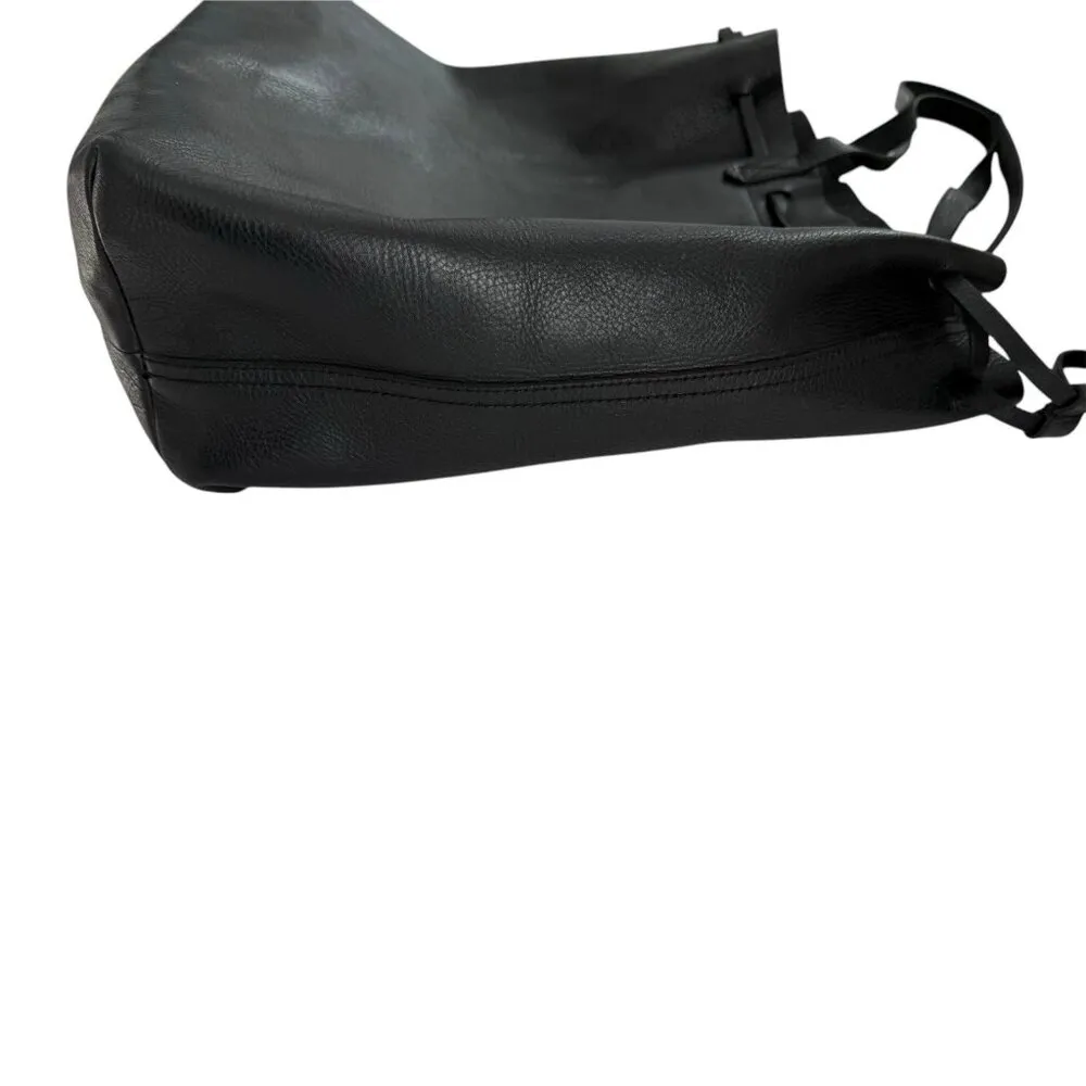 MADEWELL‎ The Drawstring Transport Tote Saddle Bag Purse Black Leather Women's - Image 5