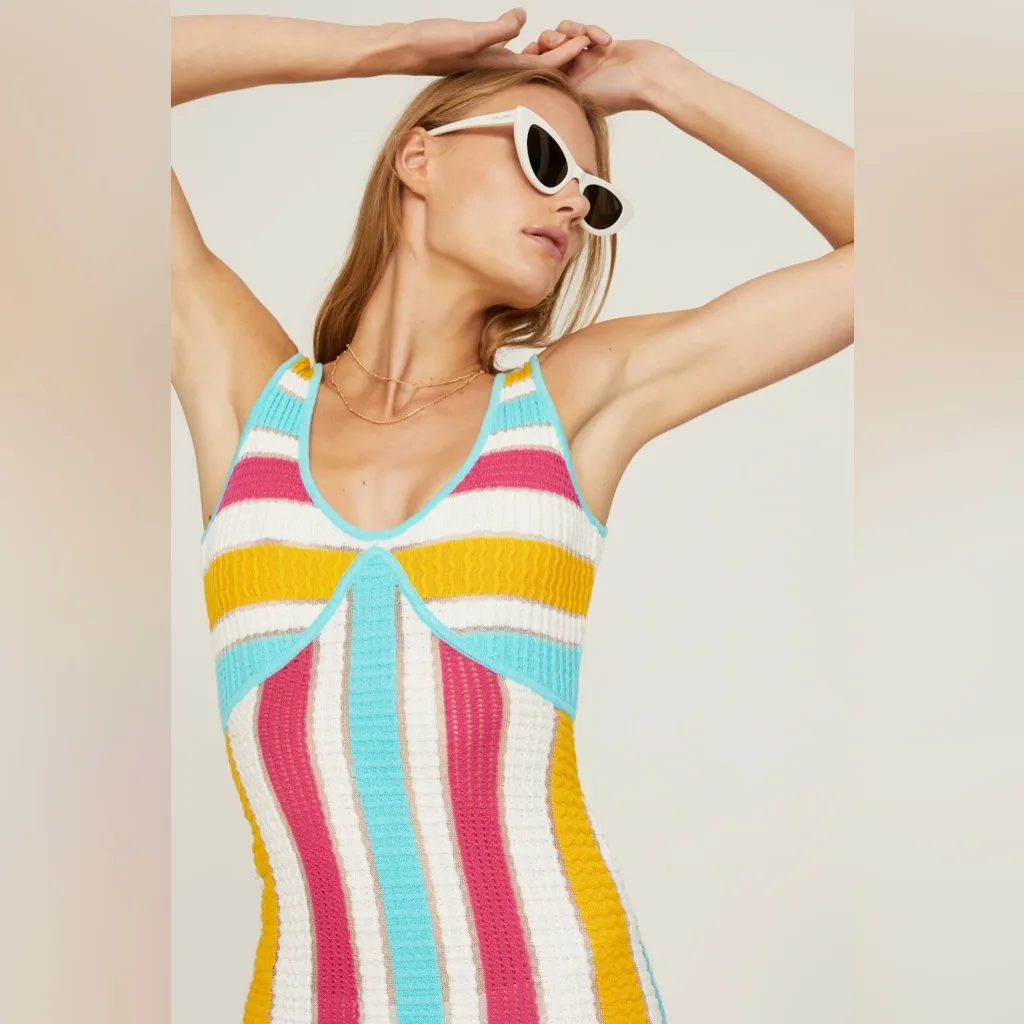 Free People x Solid & Striped The Aubrey‎ Stripe Midi Dress Small - Image 3