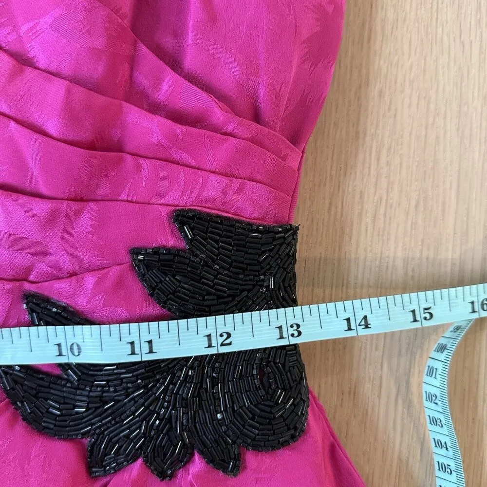 Y2K Silk Studio Hot Pink 100% Silk Strapless Prom Homecoming Dress Size 4 166 - Image 5
