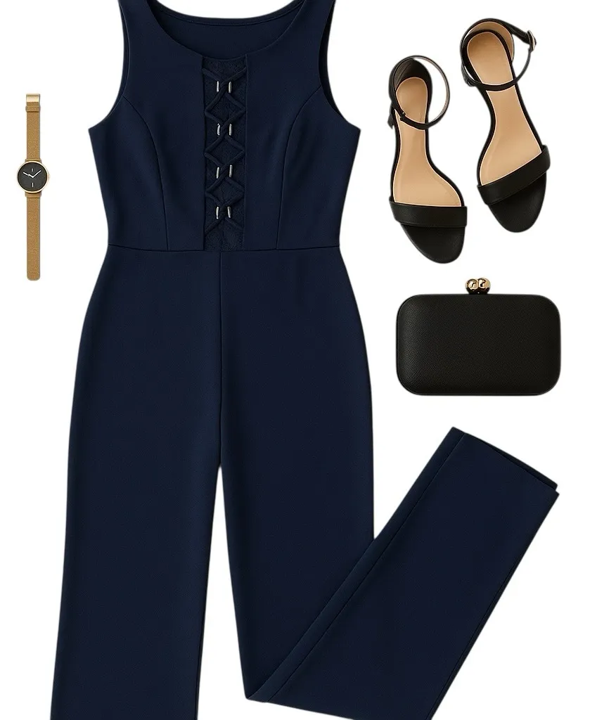 Guess by Marciano Brigetta Sea Blue Lace-Up Bodice Jumpsuit Sz S NWT Elegant Fit - Image 1