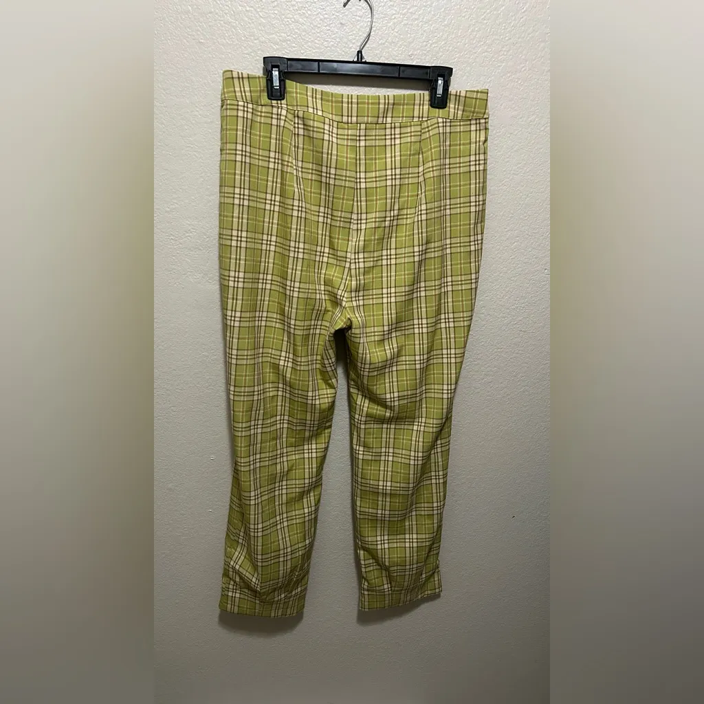 En Saison Anthropologie Andrew Tapered Plaid Pants Size Large Green Preppy - Image 5