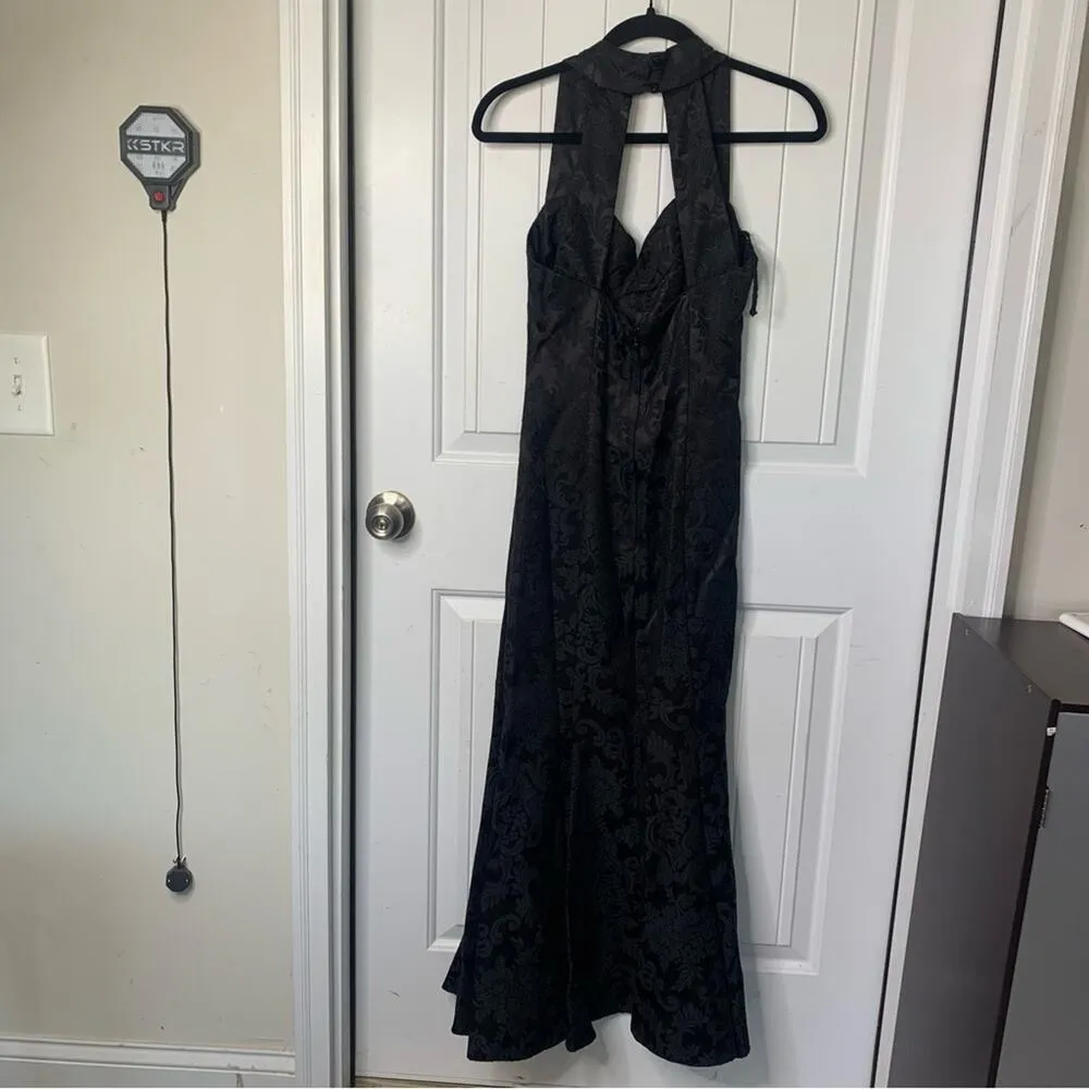 Vintage Gunne Sax black brocade mermaids embellished beaded maxi gown size‎ 7 - Image 4