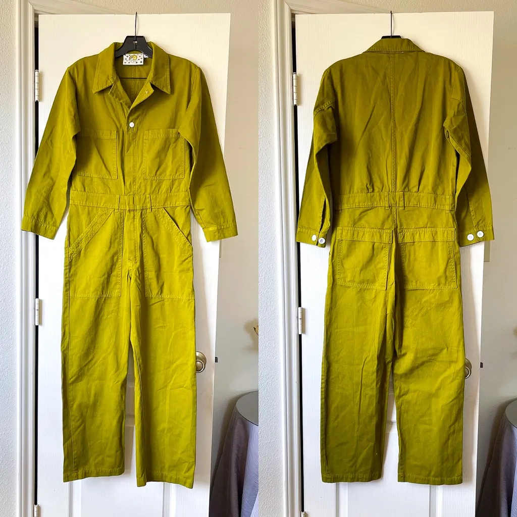 Big Bud Press Everyday Utility Jumpsuit Cotton Olive Green Small EUC - Image 2