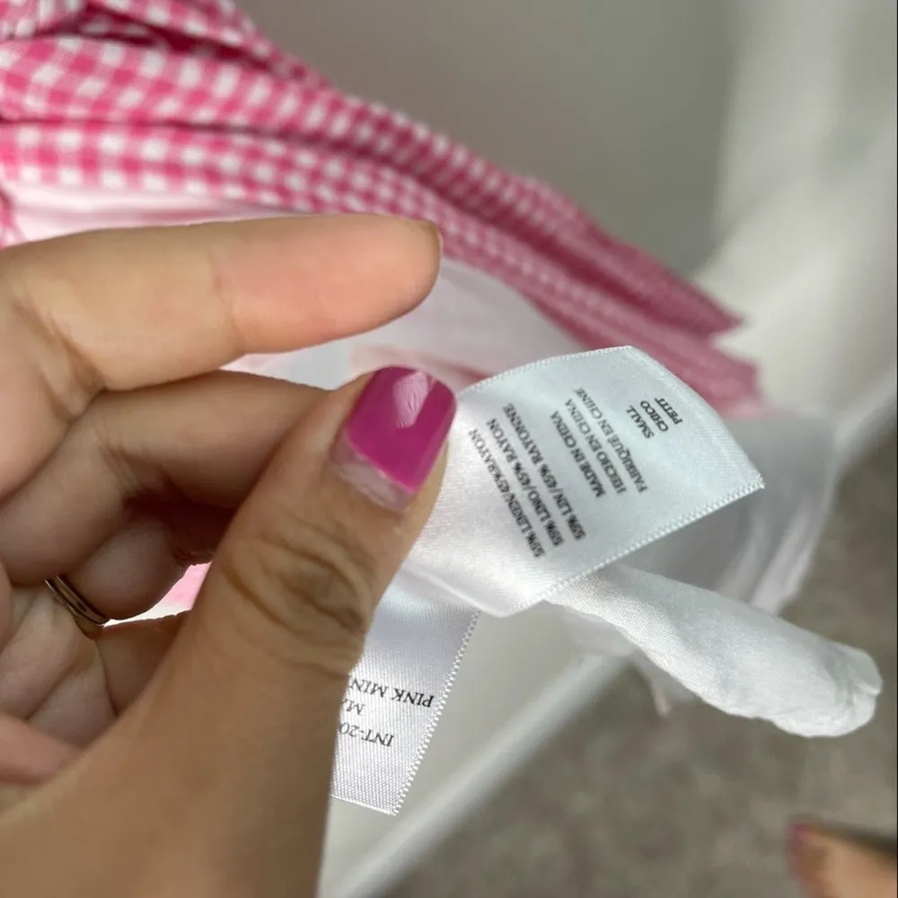 Rails pink gingham linen blend wrap mini dress size small‎ - Image 7