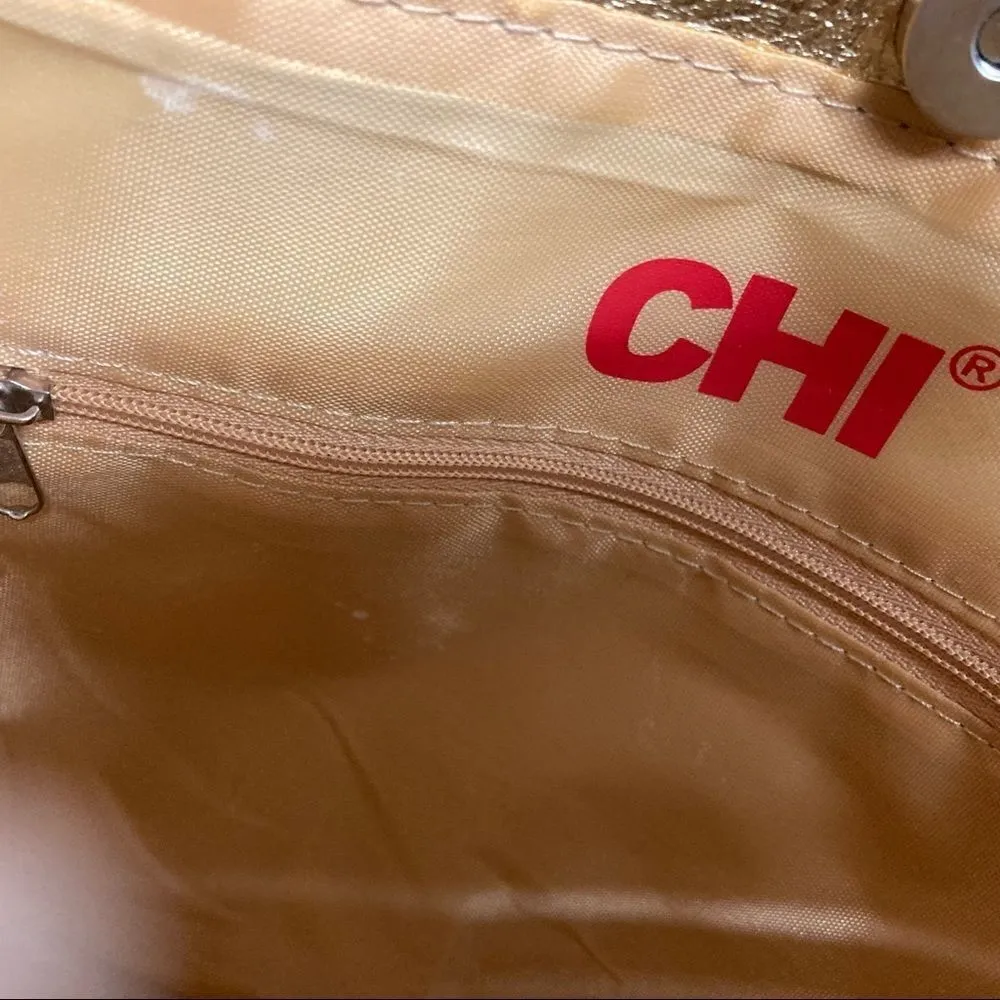 CHI, Gold Tote bag, 11X5X15, Magnetic‎ Closure with inside pockets and zipper - Image 4