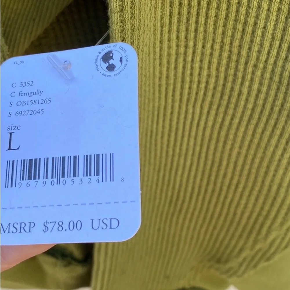 NWT Free People Womens large ferngully green oversized Santa Clara thermal top - Image 8