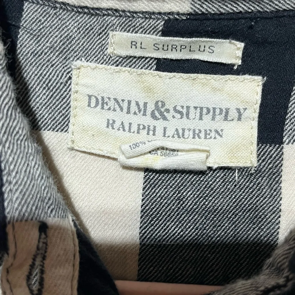 RALPH LAUREN DENIM & SUPPLY RL SURPLUS BUTTON‎ DOWN FLANNEL
WOMEN M BLACK/CREAM - Image 3