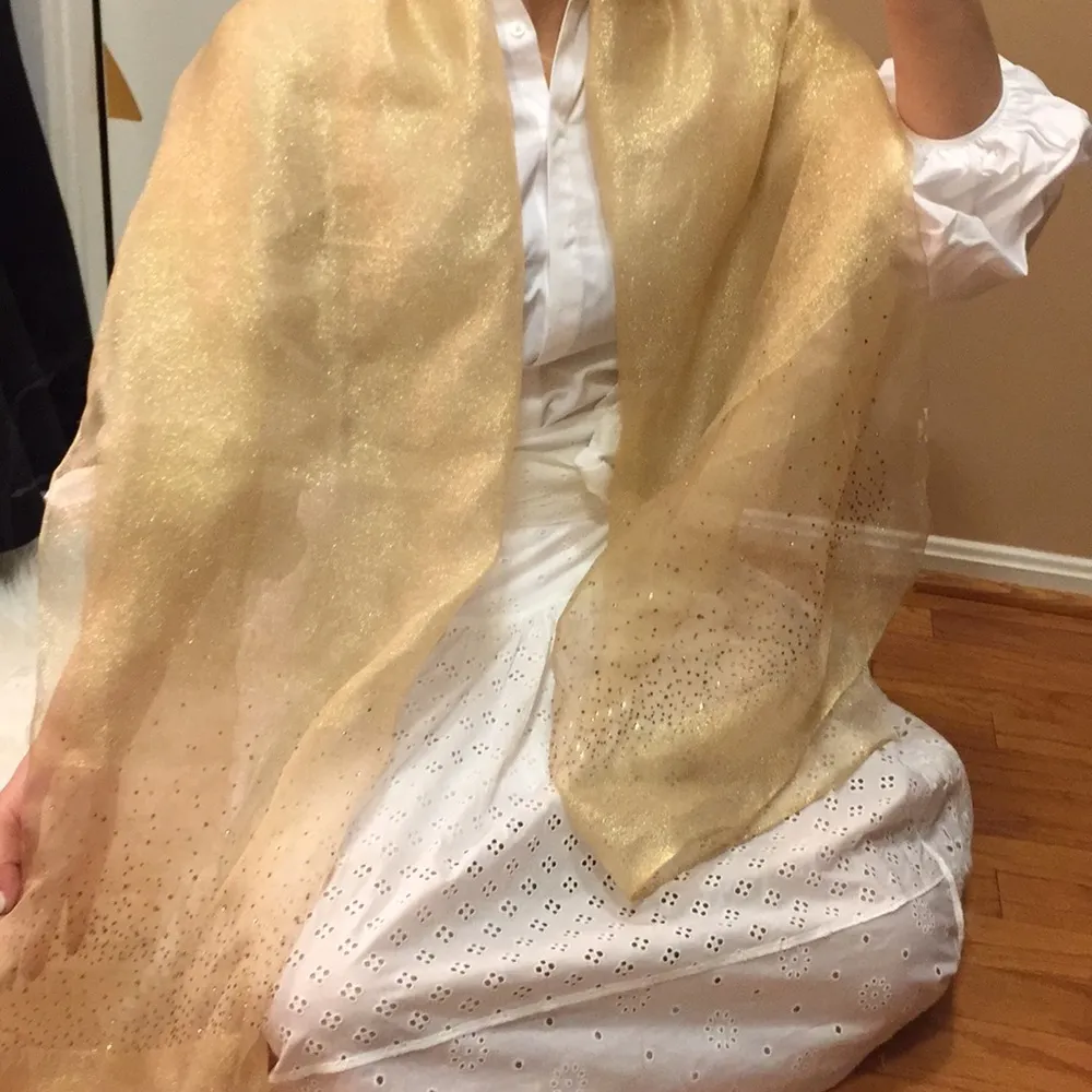Embellished organza scarf Gold - Image 7