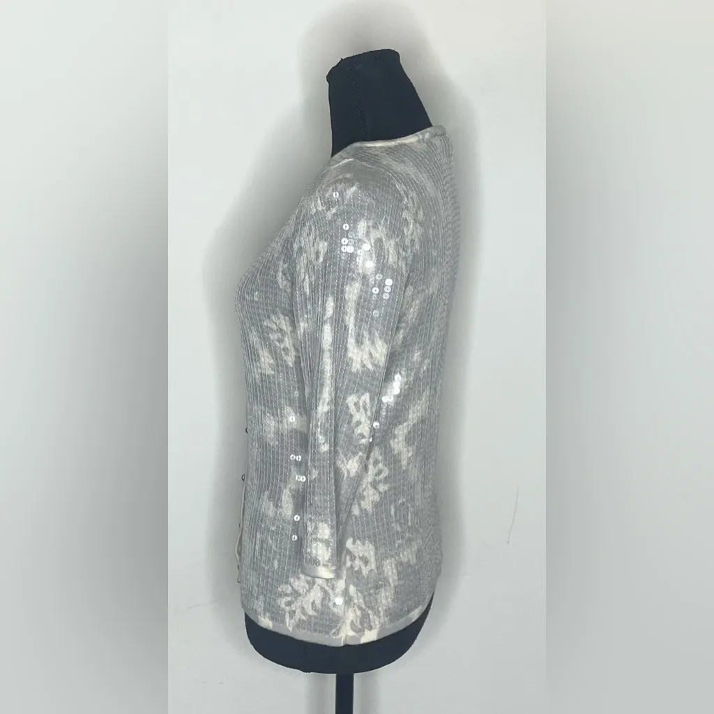White House Black Market- Formal Gray Sequence Cardigan Size S - Image 2