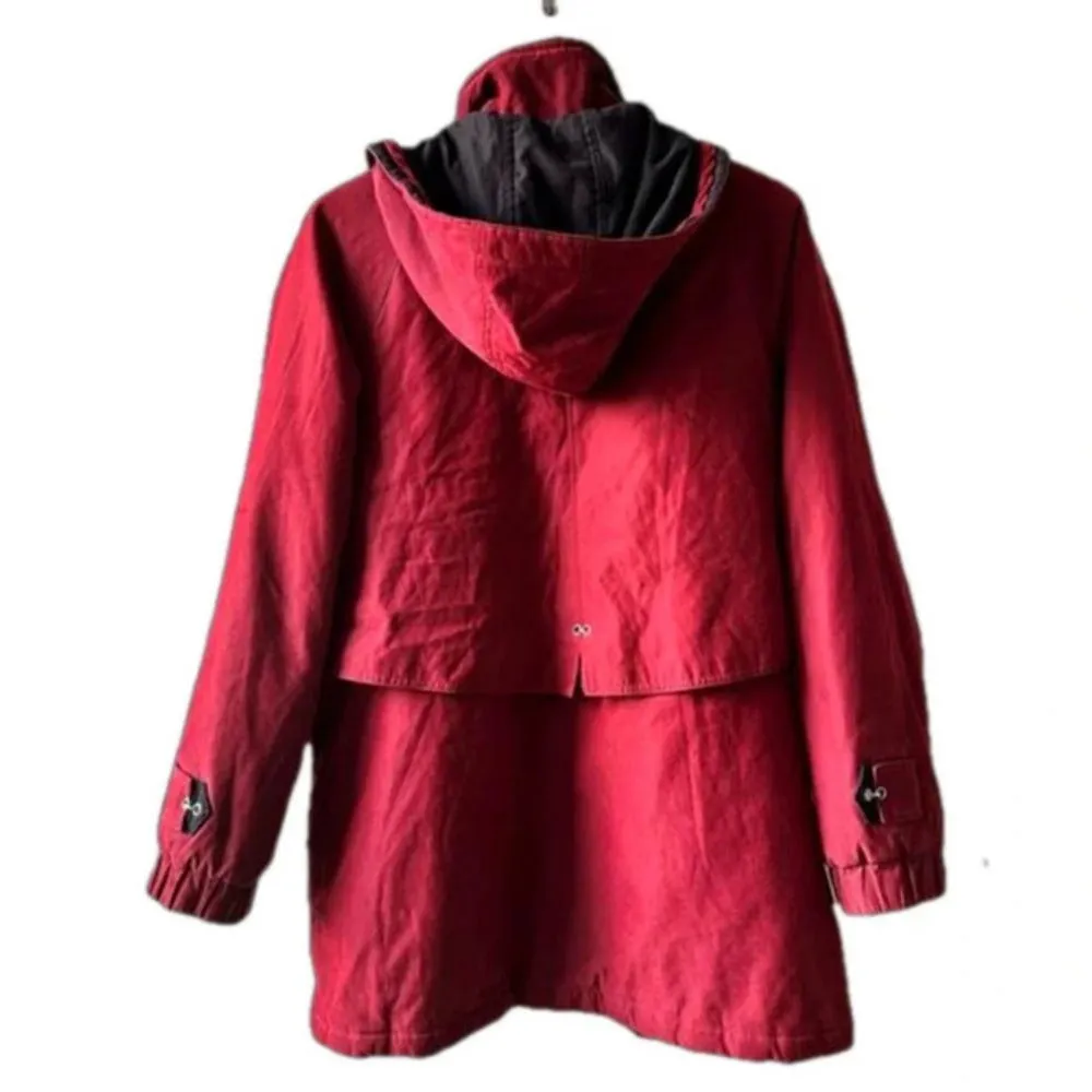 London Harbor red parka medium​ gorpcore colorblock puffer jacket winter coat - Image 2