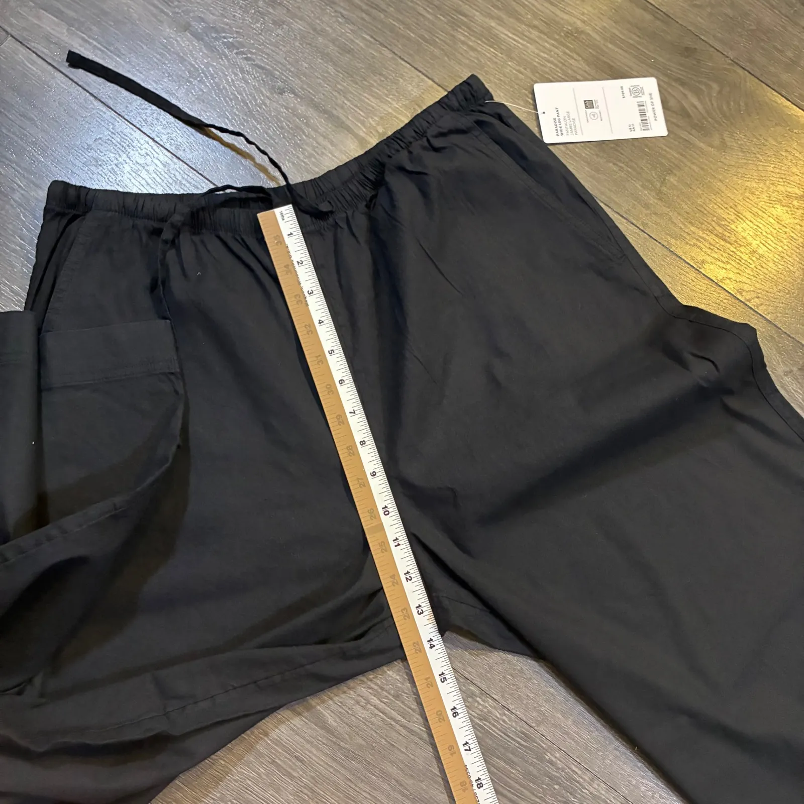 NWT Athleta Paradise Wide Leg Pant Black Linen Blend Drawstring Waist Womens M - Image 9