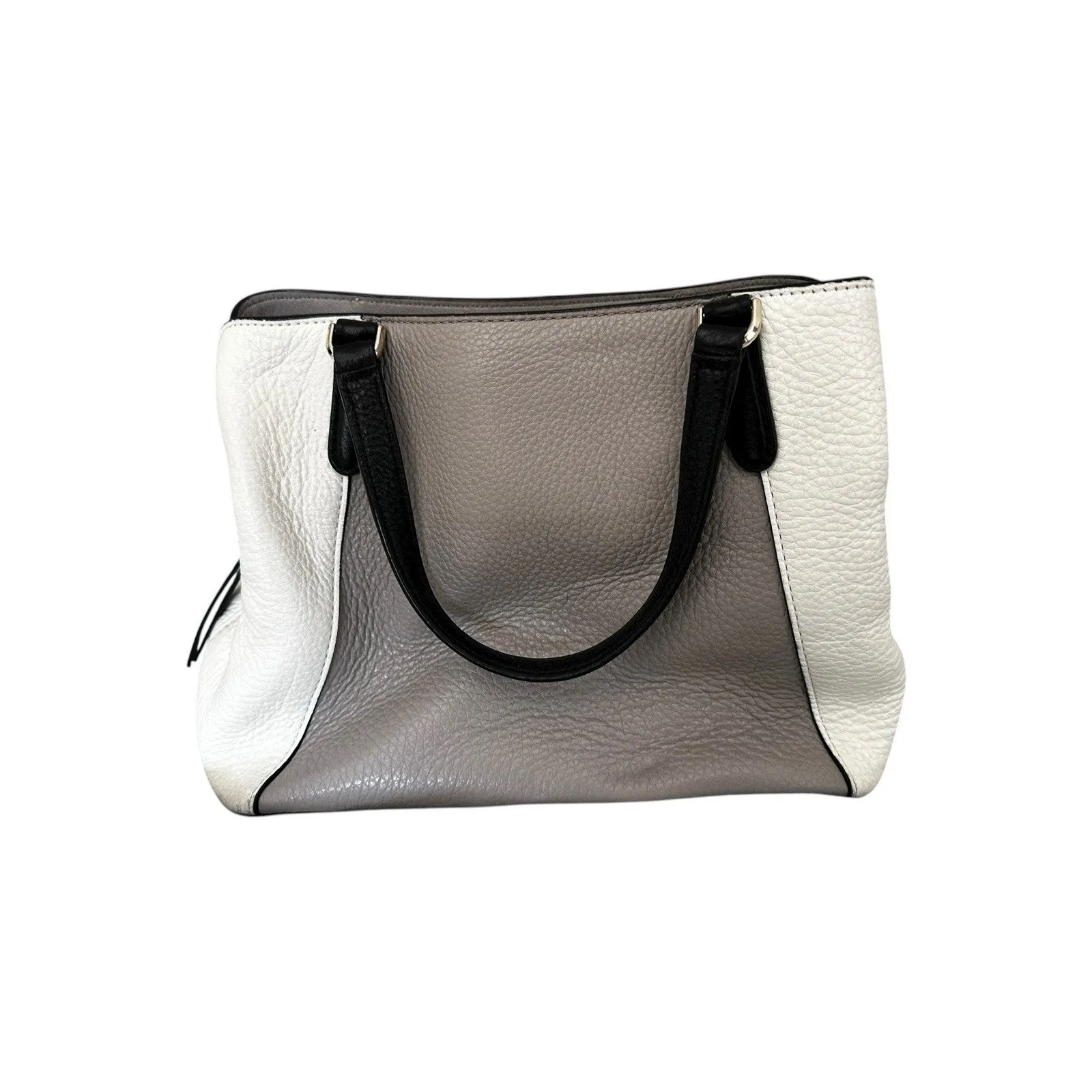 Kate Spade 3 Compartment Satchel Gray Cream Color Block Handbag Purse Crossbody - Image 2