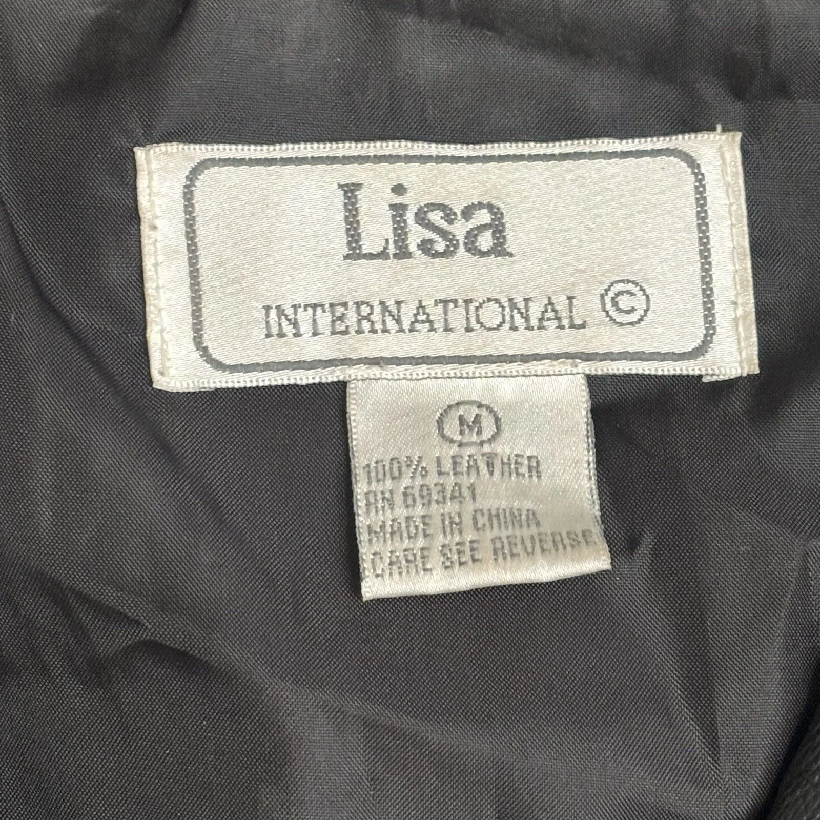 Vintage Lisa International Women’s M Black Genuine Leather Collard Zip Up Vest Size M - Image 5