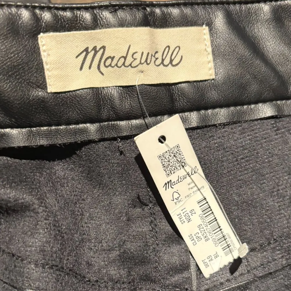 Madewell Womens Faux Leather High-Rise Vintage Straight Pants Size 29 Black - Image 4