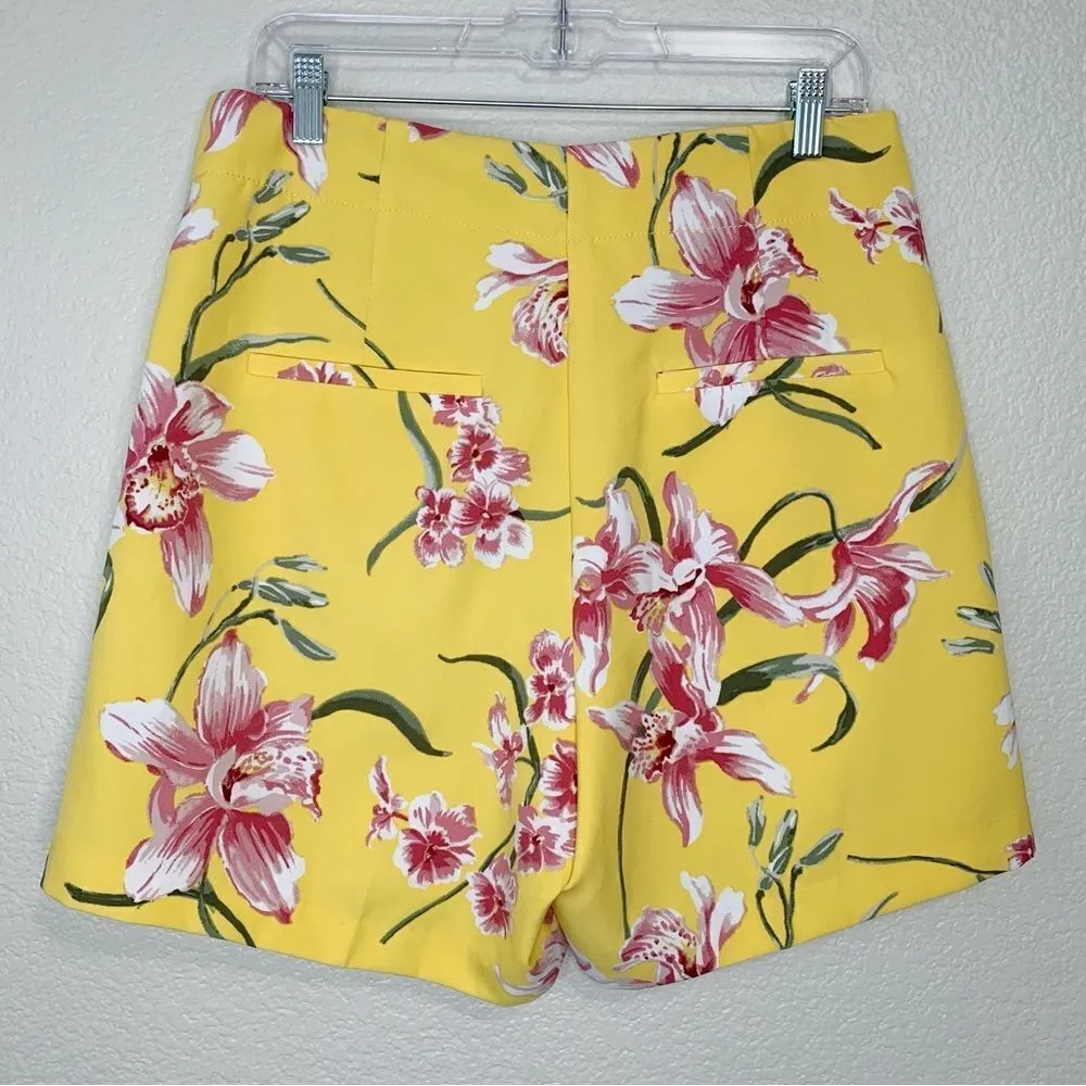 New York & Company 7th Avenue Yellow Floral Shorts Size 10 - Image 6