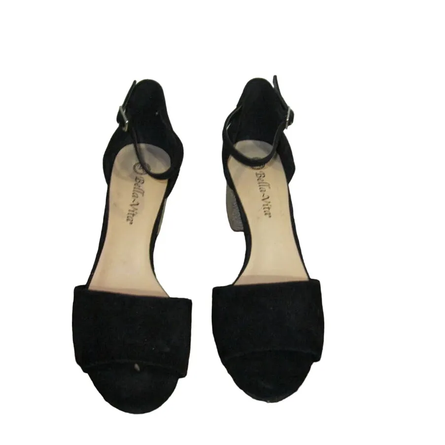 Bella Vita Black Suede Leather Fable Quarterstrap Heeled Sandal Sz 8.5WW - Image 2