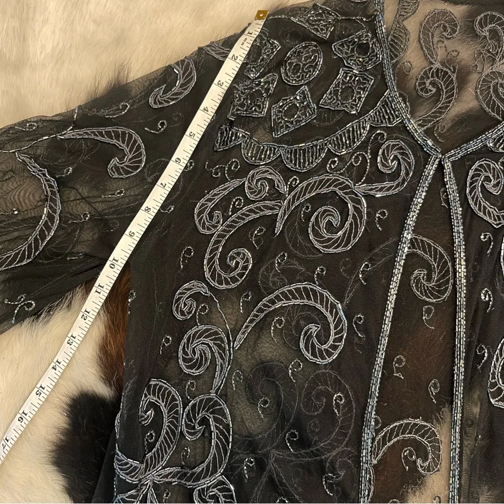 Long Sleeve Boho Sheer Metallic Kimono Vintage Fleetwood Mac Daisy Jones 70’s Size XL - Image 6