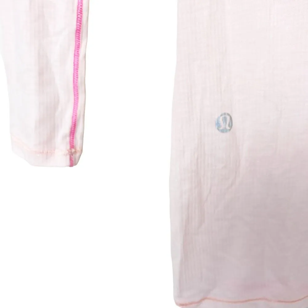 Lululemon Light Pink Ribbed Long Sleeve Tunic Top Sz 4 - Image 3