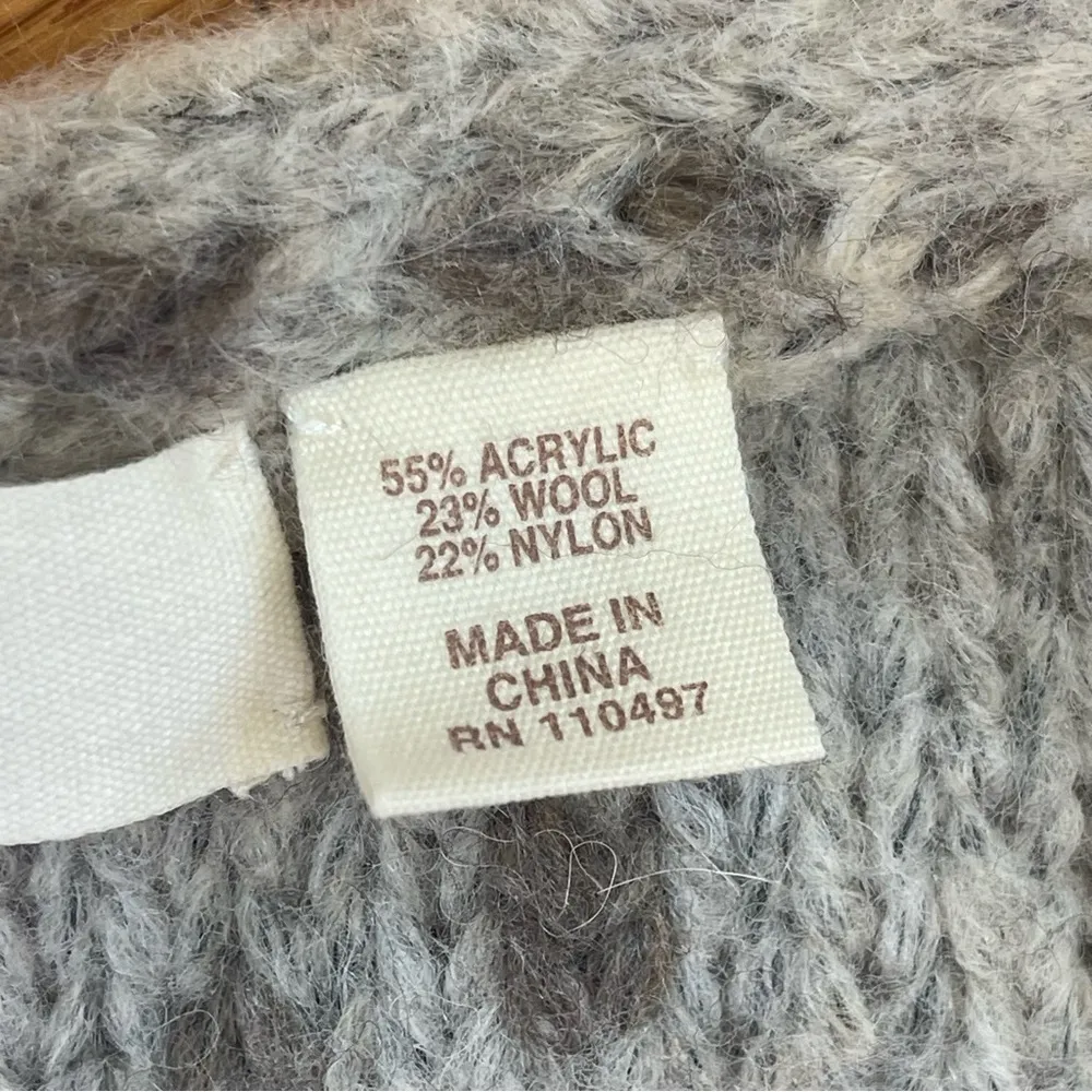 Inhabit Women's Sweater Cardigan Cream Knit Wool Blend Knit Oversized Sz Medium Tan - Image 9