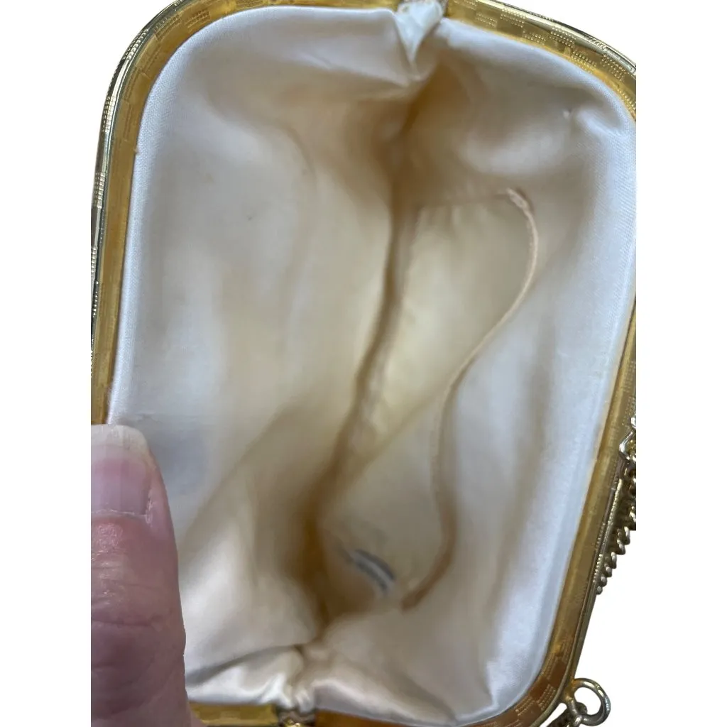 Vintage Honk Kong Pearl Flower Beaded Evening Clutch Purse SKU 9477 White - Image 11