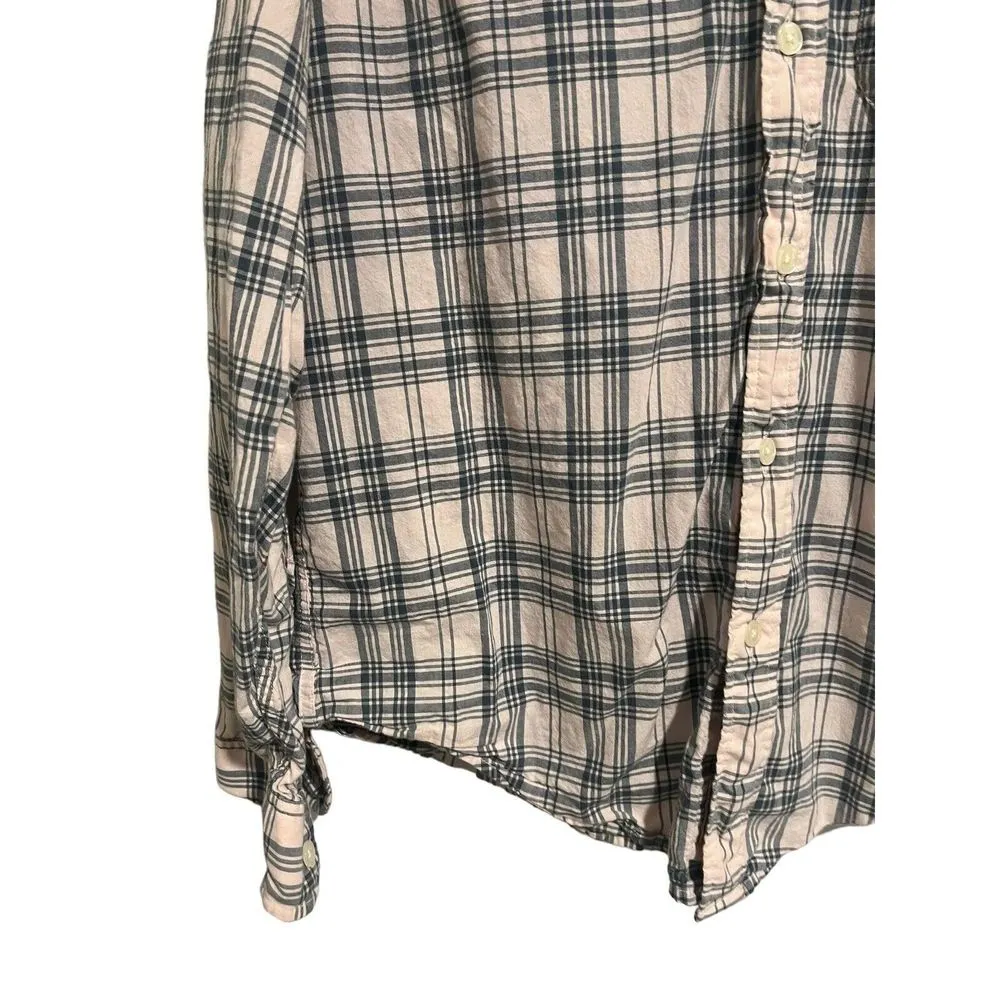 Abercrombie Shirt Flannel Womens Large Pink Button Up Plaid Pocketed Winter Fall - Image 4