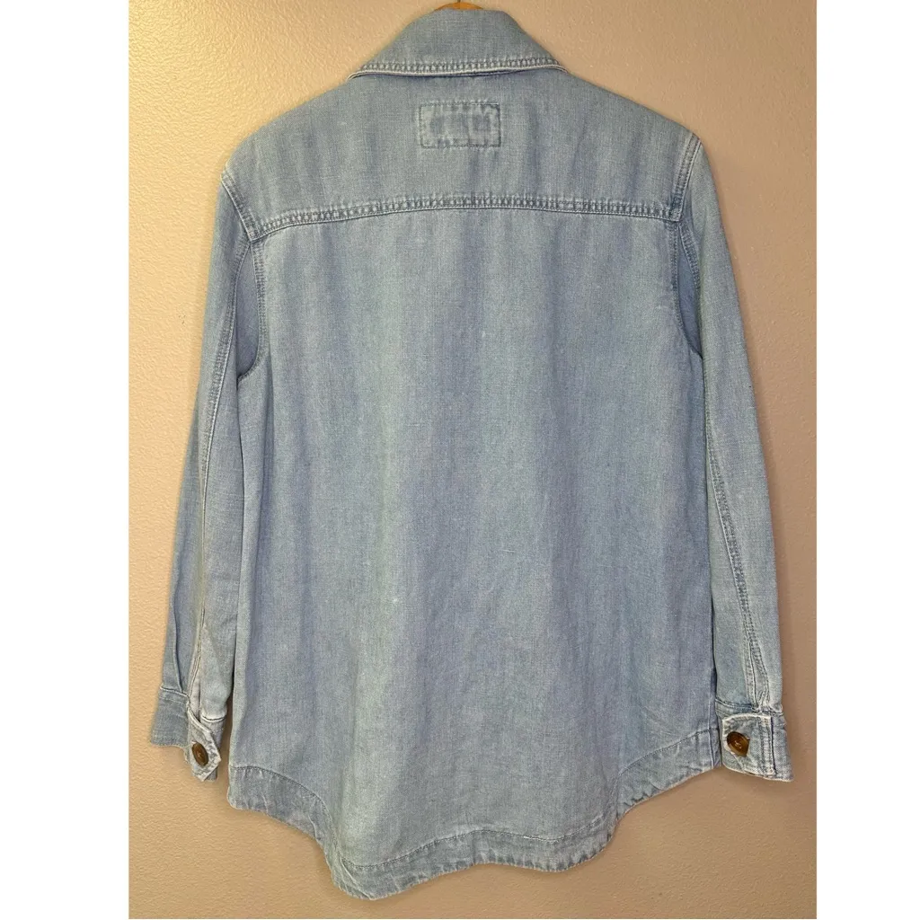 NWT LOFT Light Blue Cotton Linen Blend Denim Shirt Jacket - Image 3