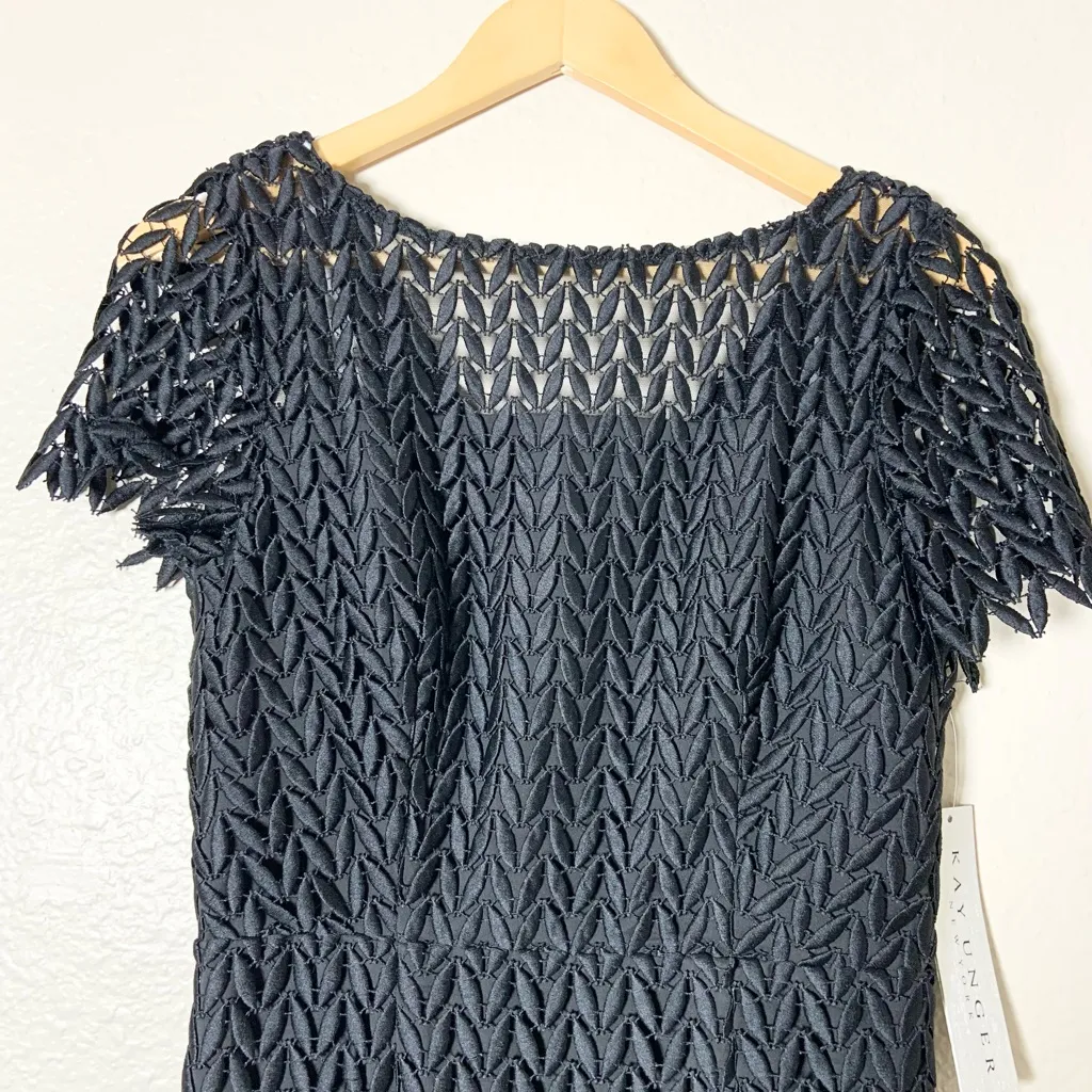 Kay Unger Tatum Floral Lace Midi Dress Black Classic Sophisticated NWT Size 4 - Image 10
