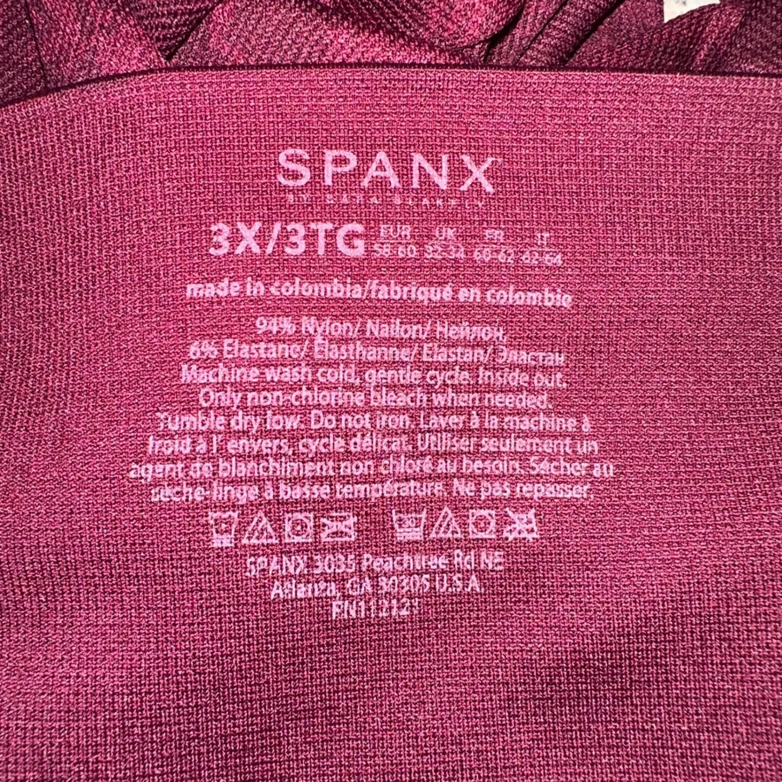 SPANX Rose Print Seamless High‎ Waist Leggings Burgundy Size 3X 3TG - Image 3