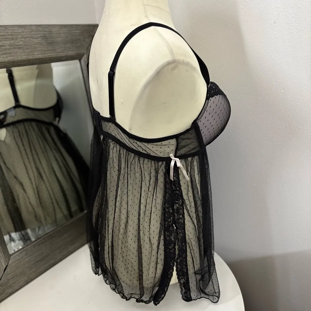 Dreamgirl Black Chemise with Lace Trim and Sheer Mesh - Image 8