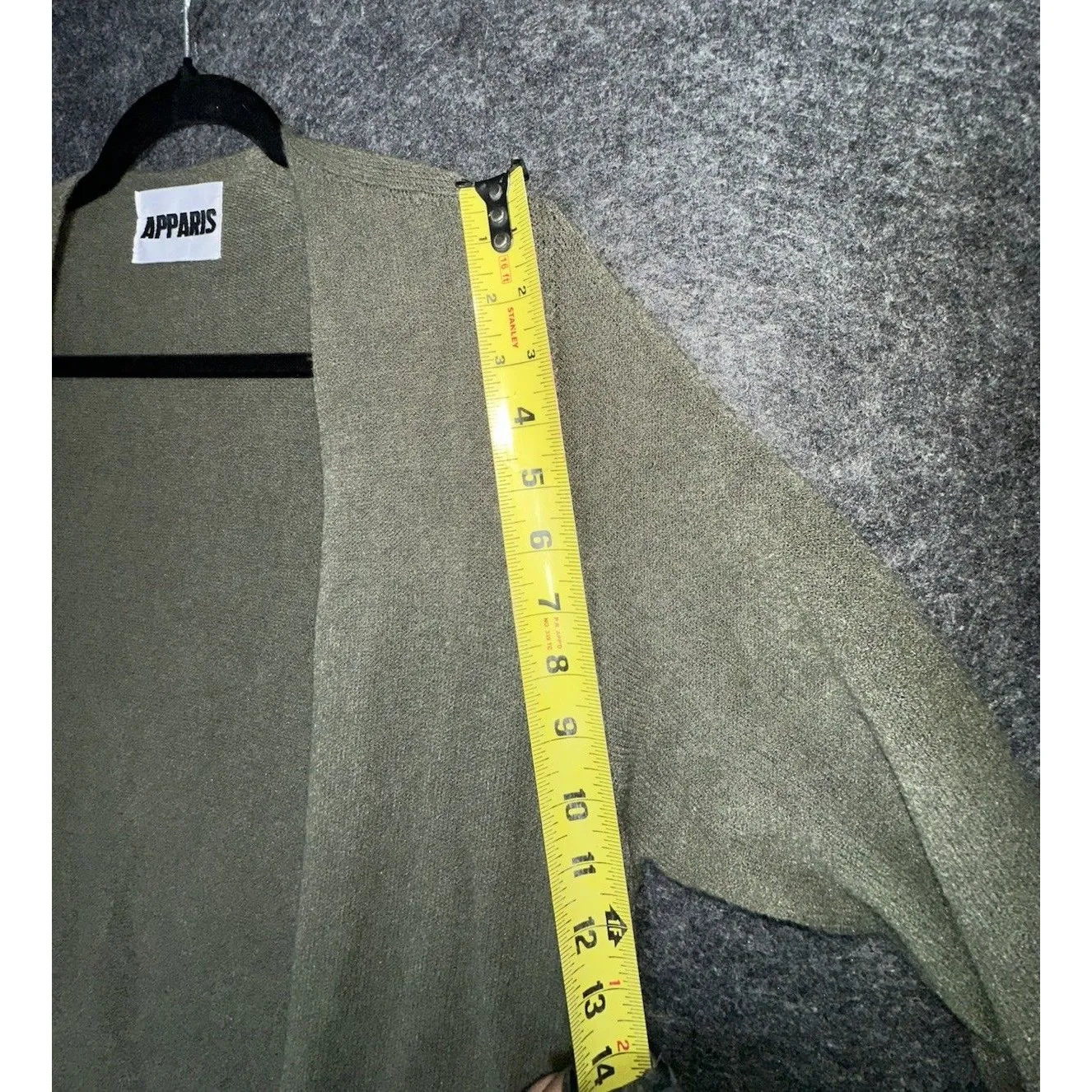 APPARIS Long Duster Cardigan Sweater Olive Green Maxi Split Sides Made in Italy Size undefined - Image 10