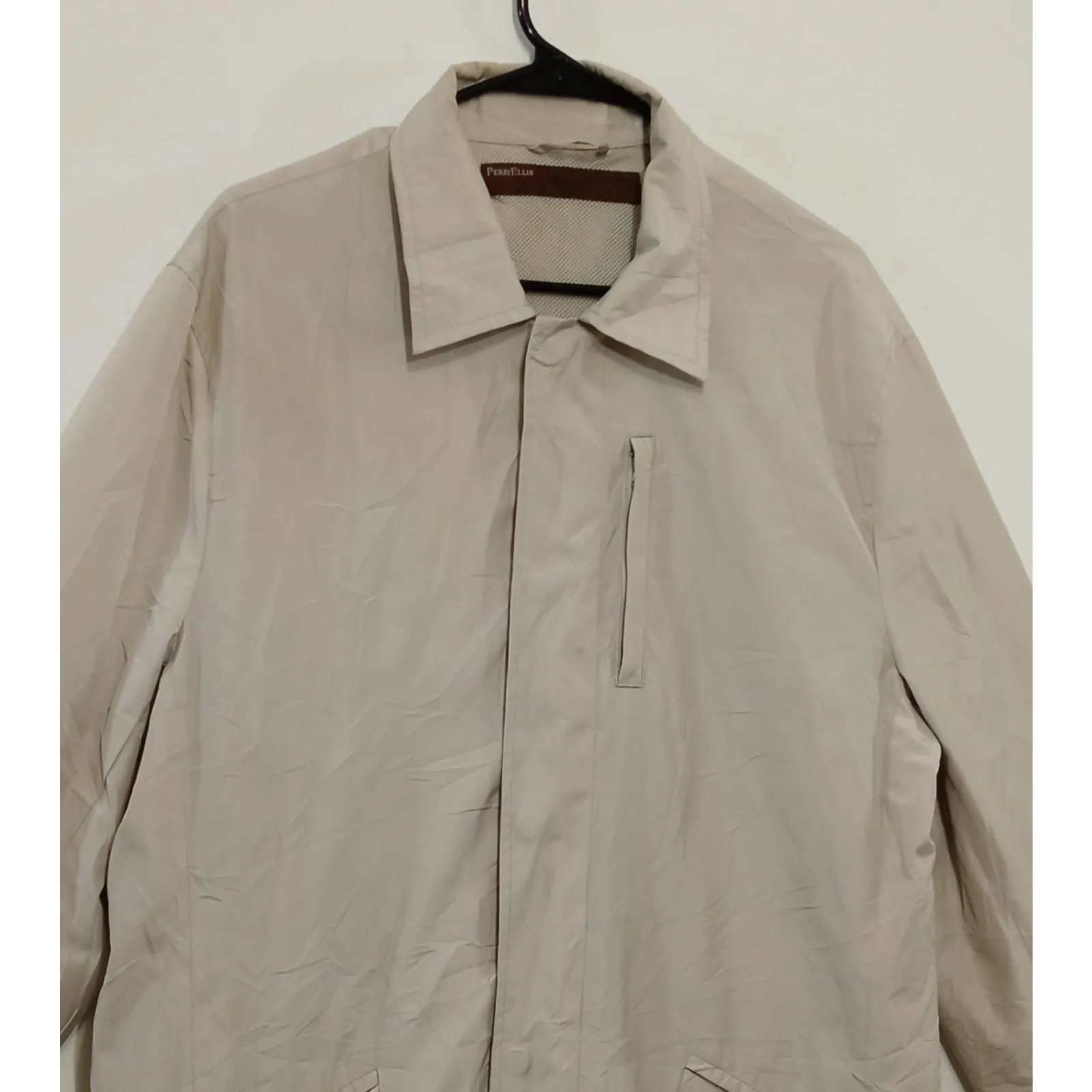 Perry Ellis Womens Windbreaker Jacket Full Zip Snap Front Lined Coat Size Large - Image 3