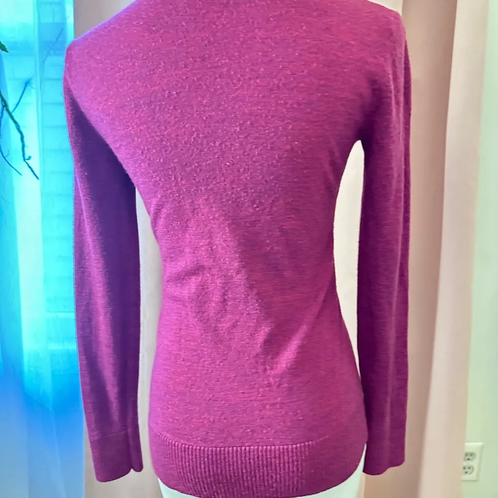 Tory Burch cardigan merino wool magenta sz XS - Image 3