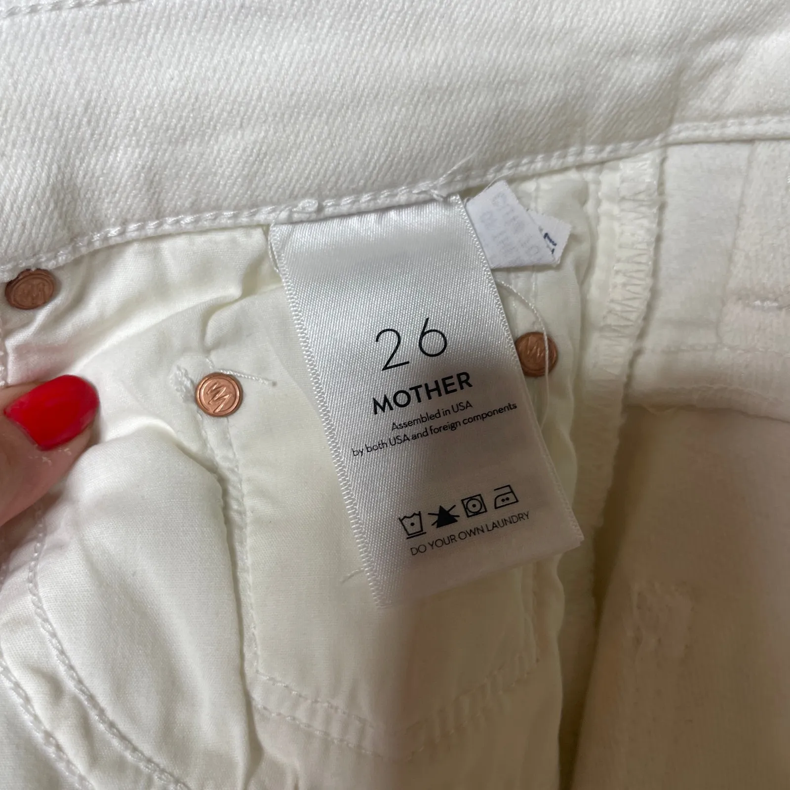 Mother denim The Insider Crop Step Fray in White Wash: Fairest Of Them All sz 26 - Image 5