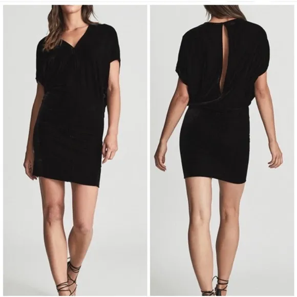 Reiss Loretta black velvet, size 2, subtle Stretch, draped lines, B80, $58 - Image 2