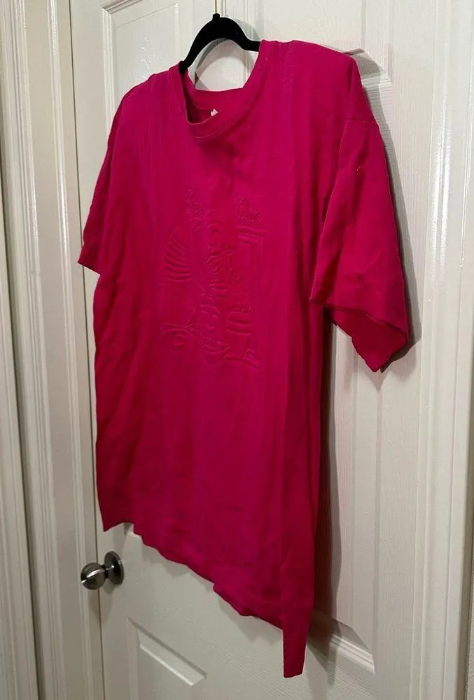 Women’s vintage short sleeve crew neck shirt pink pressed French design Size XL - Image 4