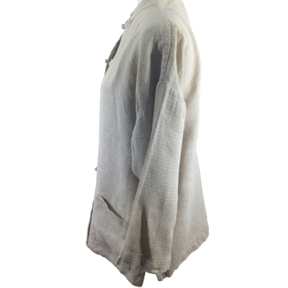 W78 GUC $289 Eileen Fisher 100% Linen Toggle Button Tunic size S - Image 2