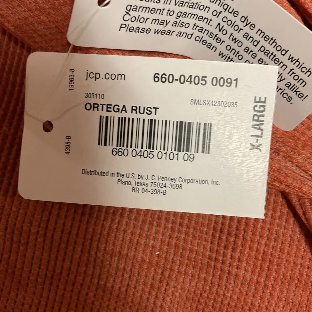 Flirtitude Active Long Sleeve Cropped Henley Shirt Ortega Rust Size XL Knit - Image 10