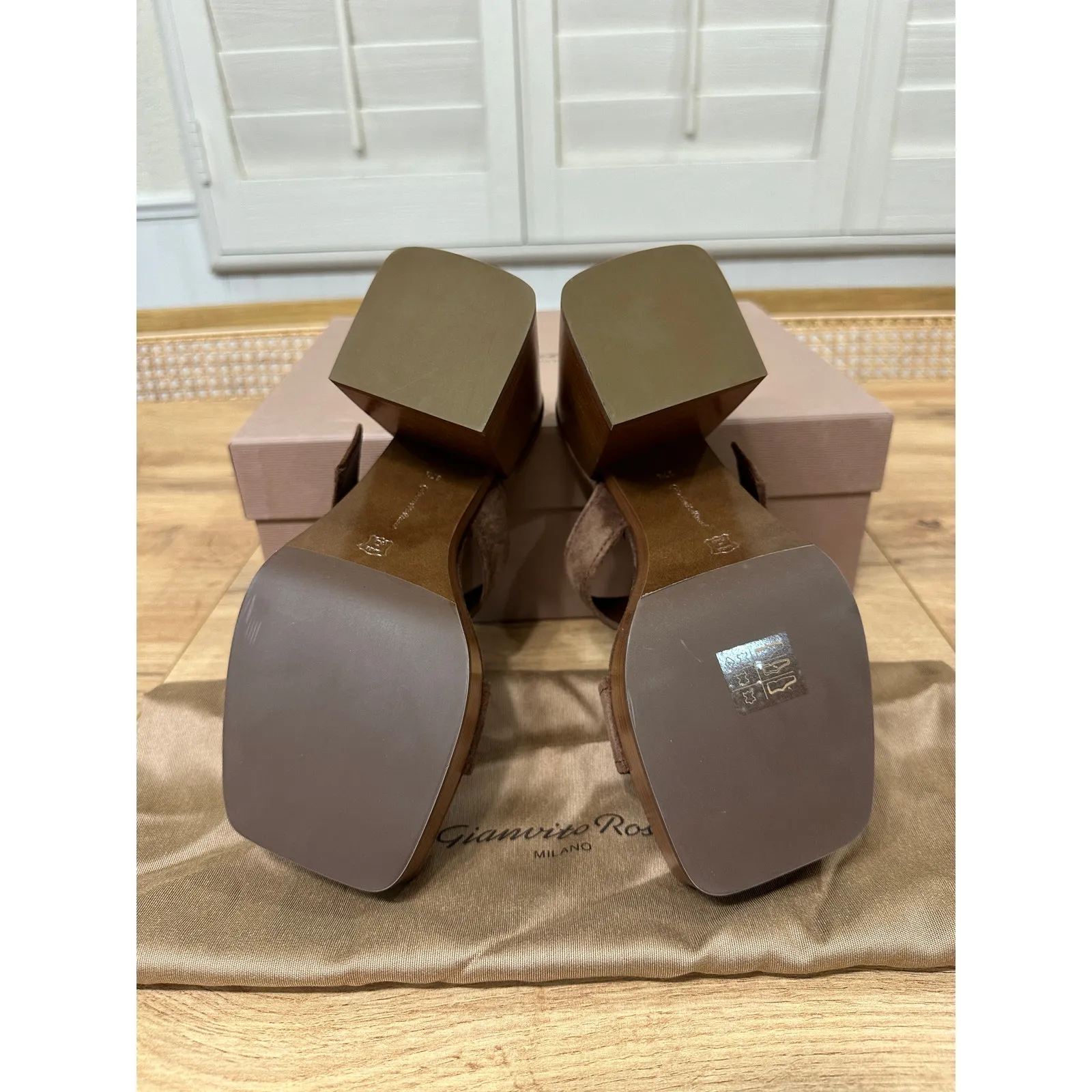 Gianvito Rossi Suede Buckle Dual-Band Platform Slide Sandals 7.5 US 37.5 EU NIB - Image 11