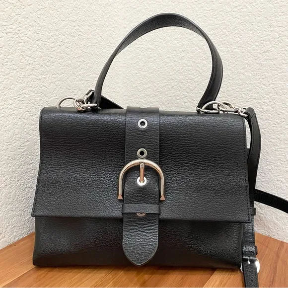 HENRI BENDEL Black Riverside Top Handle Satchel Bag Crossbody Purse Bag - Image 1