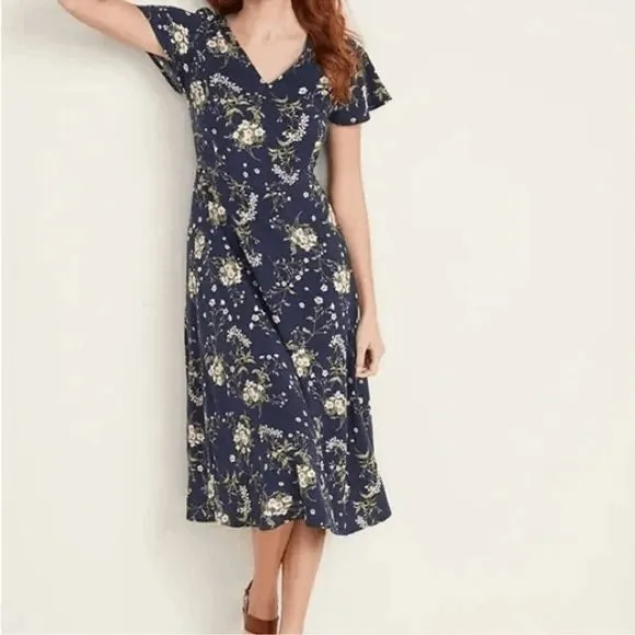 Old Navy Blue Fit & Flare Floral Spring Summer Lightweight Dress XL - Image 7