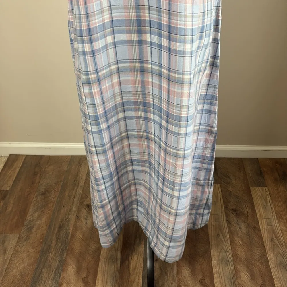 J Jill The Madras Maxi Dress 100% Linen Sleeveless Relaxed Fit Pockets Blue Sz M Size M - Image 4