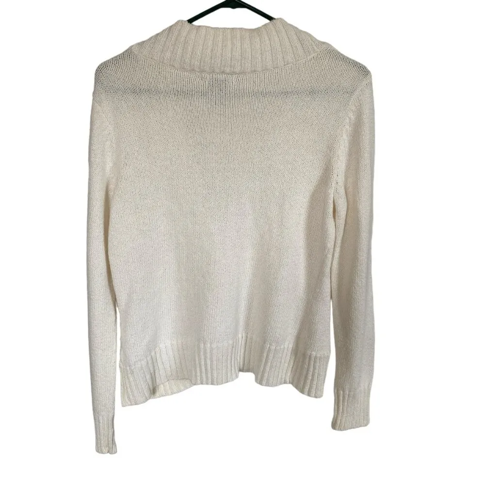 New York & Company women's medium ivory cream soft long sleeve stretchy cardigan - Image 8