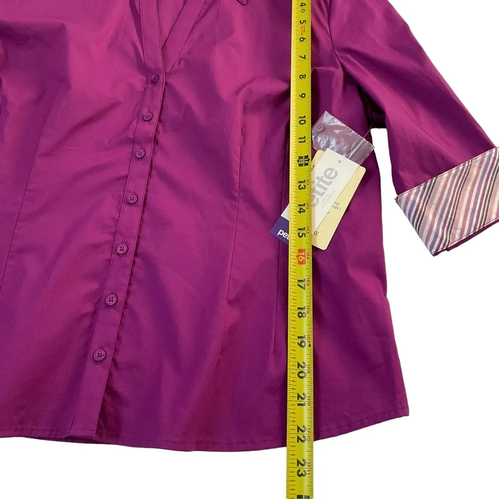 St. Johns Bay Women Sz Petite XL Purple Poplin Shirt Stretch Cotton NWT #13-65P - Image 9