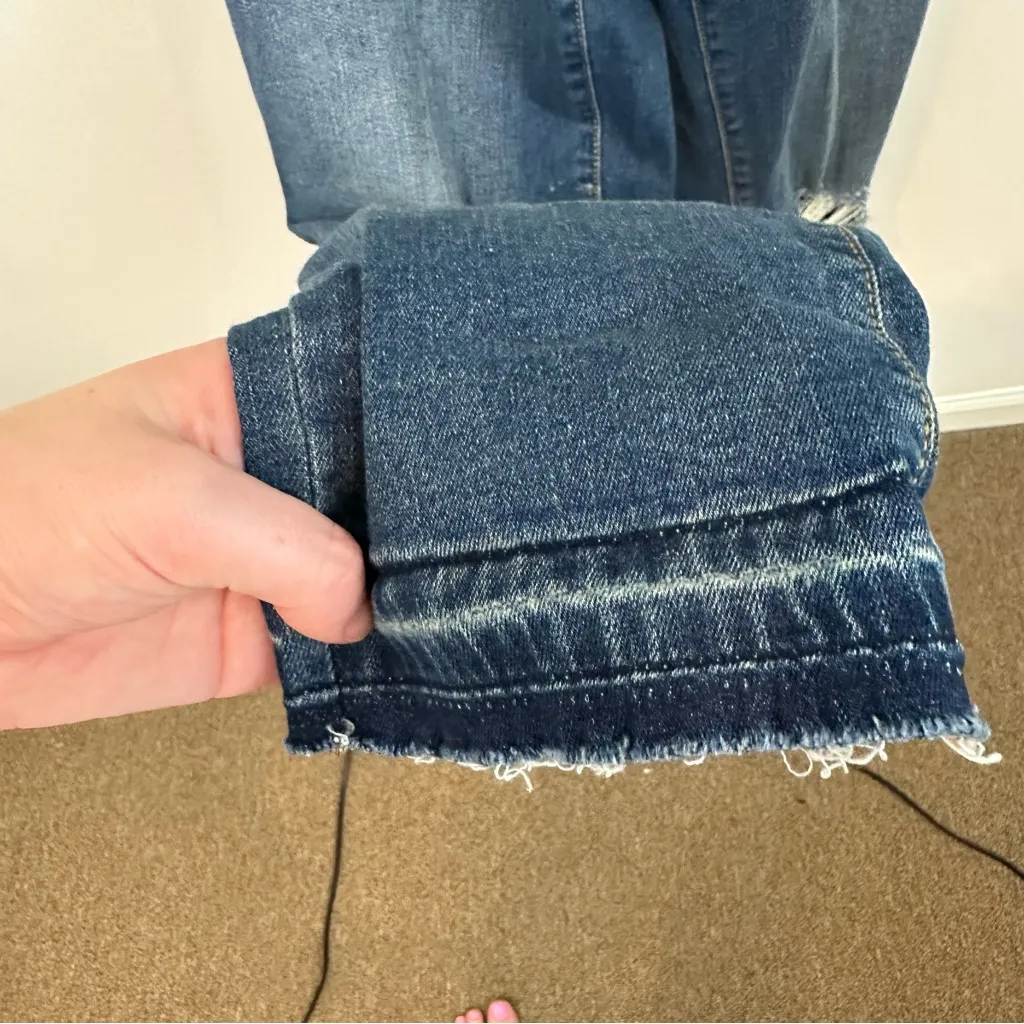 Indigo Blue  Denim Distressed Maternity Overalls Size Small Maternity - Image 7