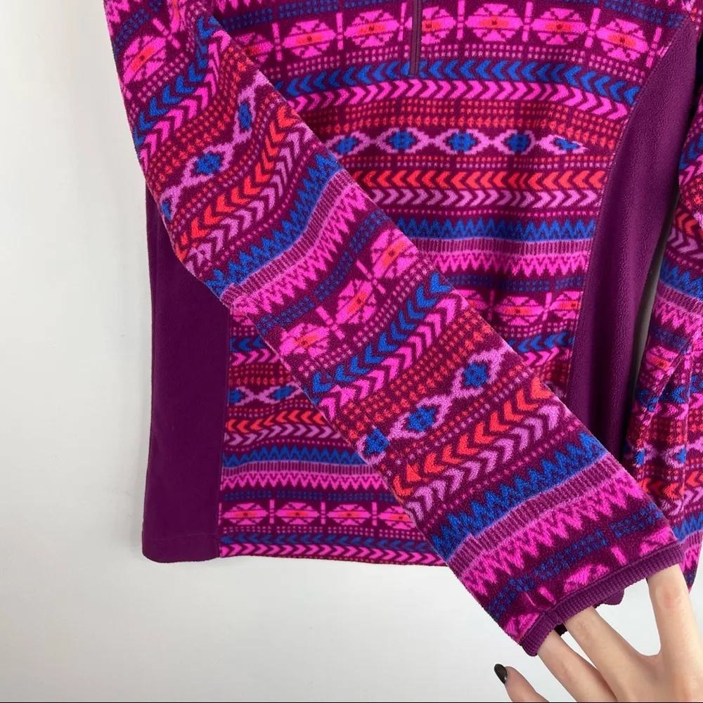 Columbia Sz Small Pink Purple Fleece Aztec Print Quarter Zip Top Pullover - Image 5