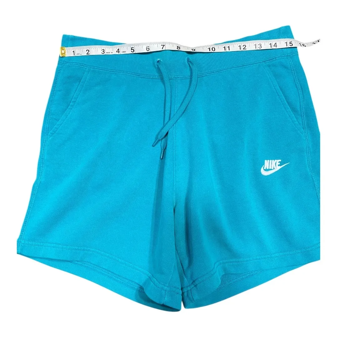 Nike Sportswear Women’s Essential French Terry Shorts Teal W/ White Logo Size M - Image 5