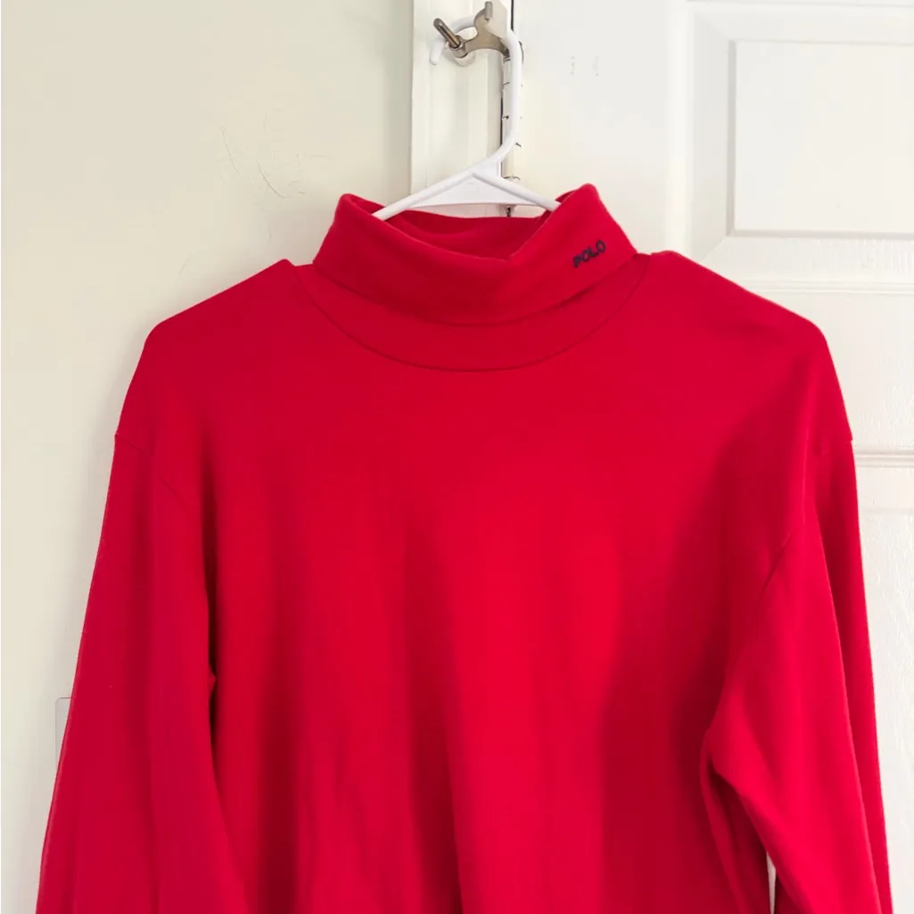 Polo Ralph Lauren Top Womens XL Red Turtleneck Vintage 90s Embroidery Holiday - Image 3