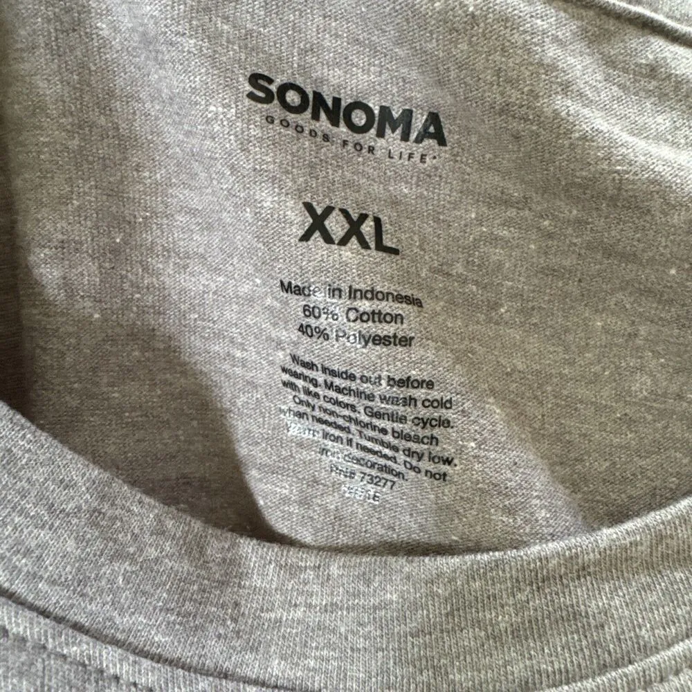 Shirt Tee Top Sz XXL Eat Drink & Be Merry Holiday Gray Knit Christmas New - Image 4