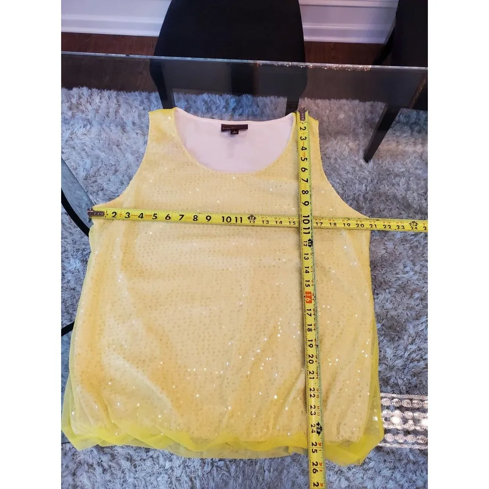 Dana Buchman Women's Yellow 100% Nylon Round Neck Sleeveless Top Blouse Size XL - Image 10