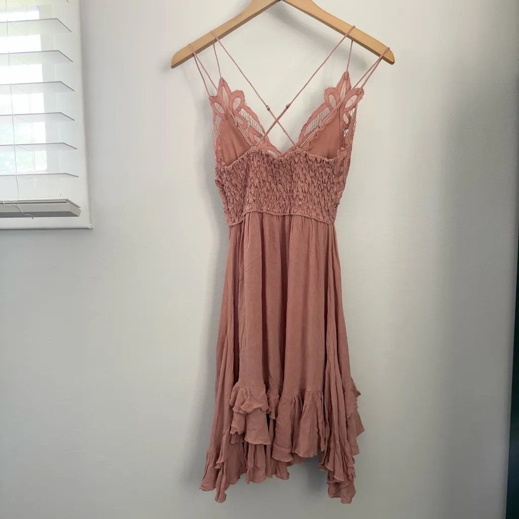 Free People XS Adella Mini Dress Mauve Pink - Image 6